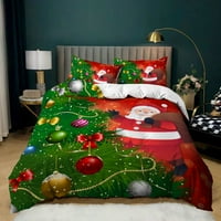 3D Božić Santa Claus Snowman Reindeer Print Commforter Set Mekani kralj Kraljica Puna Twin Duvet poklon