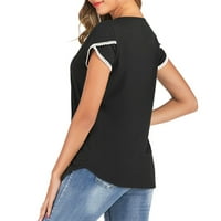 Hanas Tops Fashion Ženske kratke rukave Jednobojna boja Laka bluza vrhova Duks košulja crne l