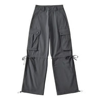 Teretne pantalone opuštena fit baggy odjeća crne hlače High struk patentni struk tanak struk za crtanje