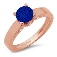 1.06ct okrugli rez simulirani plavi safir 14K ružičasto zlatne godišnjice ružičaste prstene veličine 6