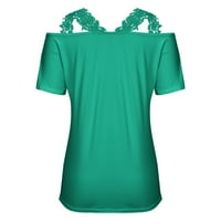 Ženski plus veličina modna ženska ljetna ljetna V-izrez casual čipke patchwork solid caims bluzu