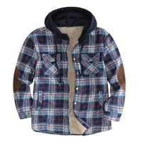 Muška flannelska jakna - Turtleneck Plaid gumb-down topla flanelska košulja jakna dugih rukava casual