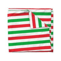 Pamučni sateen prekrivač, Twin - Candy pruge božićne boje bijele crvene zelene svete pruge Santa FERN