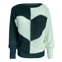 Srčani oblik E-Girl E-Girl za žene Lijep blok u boji Srčani pleteni odjeća Y2K gornji dio dugih rukava pulover duksev mornarice xxl