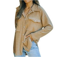 Ženska casual jakna od lavela pune boje dugih rukava udoban džepni džepni taster casual jakne kaksi