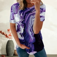 Ljetni vrhovi za žene kratki rukav Bluze Regularne fit t majice Pulover Tees Tops apstraktni ispis T-majice