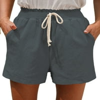 Sanviglor Women kratke hlače Ruffled Ljeto Plaže Kratke hlače Čvrsta boja Mini pantnim dnom salon tamno
