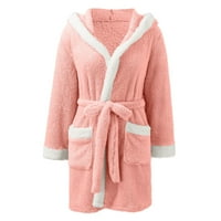GUZOM Ženska mekana i topla ogrtača Topla Comfort Fleece Robe Winter Pijamas - Ružičasta veličina M