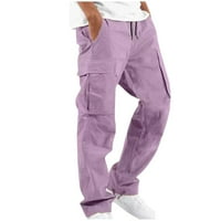 Teretne hlače za muškarce Purcolt Plus size Solidan casual više džepova na otvorenom ravno tipom fitness