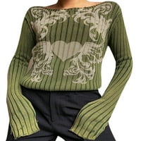 Gupgi Žene Vintage Casual Pleted Dukseri s dugim rukavima Slim Fit skakači Spring Estetski pulover pletiva