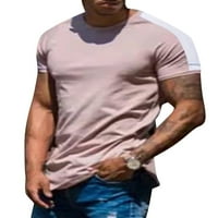 Sanviglor Mens T majica za bluza za vrat kratki rukav ljetni vrhovi modni majica za odmor Pink XL