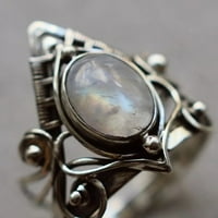 Punk šuplje srebrne boje za žene prsten umetnuli Moonstone modni prsten nakit