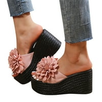 DMQUPV veganski papuče za žene cvjetne otvorene ploče na platformu klinastog papuča Leopard papuče za