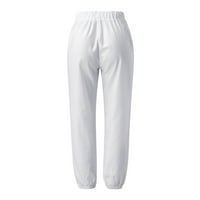 Twifer pantalone za žene ženske hlače s džepovima, casual visoki struk print pamuk labavi duge ravne