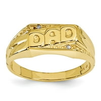 Čvrsti 14K žuti zlatni dijamantski prsten zvona veličine 9