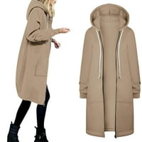 Meetotime Weens Jesenski kaputi dugih rukava puni zip navodne jakne u trendi zimskim odjećnim jakni