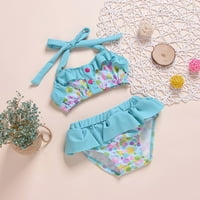 Baby Girl 2-komadni bikini kupaći kostimi djeca ljetni ruffle suspender tott tiskani bikini kupaći kostimi
