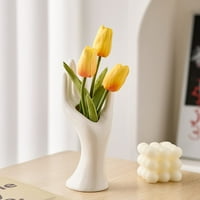 Keramička vaza, bijela vaza za dekor, jedinstvena keramička ruka za cvijeće za ruke za modernu AESTH