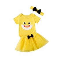 Dojenčad Kids Baby Girls Cute Shark Romar Jumpsin Bodysuit Top Bowknot Tulle Party Princess Mini suktni set