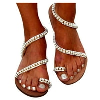 Žene ravne perlice otvorene nožne prste prozračne ugodne plaže cipele svjetlosne sandale biserne sandale