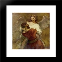 Jakov hrvanje sa anđelom uramljenim umjetničkim otiskom od Rembrandt