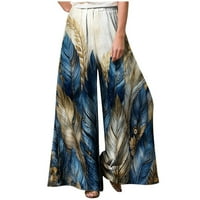 Absuyy labave ljetne hlače Žene Ležerne prilike sa slobodnim strukom sa džepovima Modne duge hlače Mornarice