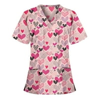 Ženske košulje Žene kratki rukav V-izrez V-izrez Radna uniforma Bluza Pink XXL
