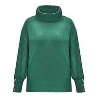 Duksevi modni ženski okružni ovratnik čvrsti gumbi rukav pleteni ležerni džemper topli gornji pad džempera