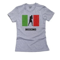 Italija Olympic - boks - zastava - Silueta ženska pamučna siva majica