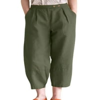 Colisha dame pantalone Čvrsto boje obrezane hlače visoka struka labava ljeta široka noga pamučna posteljina