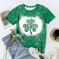 Lovskoo Ljetni vrhovi za žene okrugli vrat kratkih rukava Saint Patricks dan tiskana majica zelena