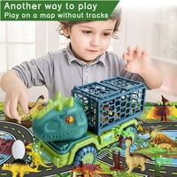 Dino Car Playset za dječake - Dinosaur transport kamion s dinosaurus, jaja dinosaura, povlačenje Dino