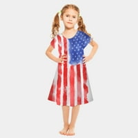 Giligiliso haljina za čišćenje djevojke 4. jula Djevojčica za djevojčice Moda: slatka haljina s kratkim rukavima sa zvjezdanim printom