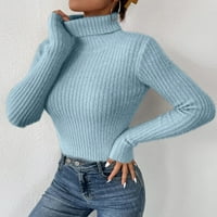 Shomport Womens džemper casual pleteni džemper s dugim rukavima posadni vrat pulover od pulovernih boja