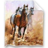 Zapadni galoping konj bacajte lagani mekani toplim flanelom za krevet kauč kauč na razvlačenje za dnevne