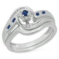 Dazzlingock Collection 10k Round & Baguette Cut Blue Sapphire & White Diamond Bridal Angažman za angažman,
