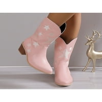 Daeful Ladies Western Boot Mid CALF cipele vezene kravlje cipele na otvorenom Ležerne prilike moda širine