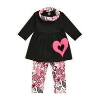 Tduzdltu Toddler Baby Kids Girls Solid Heart Print Tops + Coolets Ispiši hlače + šal, poklon, na klirensu