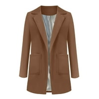 Ženske ležerne plus veličine Blazers Otvoreno prednji dugi rukav Radni kancelarijski jakne Blazer Brown M