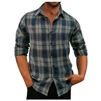 Qcmgmg muška majica Flannel Plaid gumb dolje Muške majice Labavi majica s dugim rukavima za muškarce