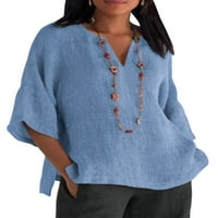 Paille žene majica majica pune boje ljetni vrhovi rukav majica Comfy Dailywer Pulover Sky Blue 2xl