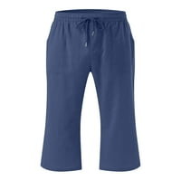 Ženske pantalone široke noge hlače visoke struk kapri hlače na plaži dno salon mornarskog plave 3xl