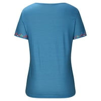 Plus veličine zazora veličine V-izrez za ispis bluza kratkih rukava majica ljetnih vrhova plava 4