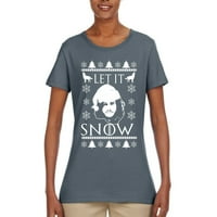 Neka snijeg snijeg snijeg dobio ružni božićni džemper ženska grafička majica, ugljen, veliki