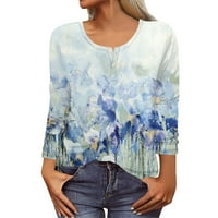 Košulje s dugim rukavima za žene uzorak Ispis Grafički teški bluze casual plus veličine osnovni vrhovi