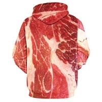 Unise 3D tiskano meso pulover dugih rukava s kapuljačom dugim rukavima bluza crvena m