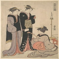 Dva kurvaca i gejša poster Print Torii Kiyonaga