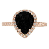 2.38ct kruška Crna crna prirodna ony 18k ružičasta ruža zlatna egraviranje egraviranja bridalnog godišnjica Angažman vjenčanje halo prstena veličine 7.25