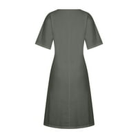 Mikilon Ženska haljina na prodaju Ženska moda V-izrez Labavi kratki rukav Srednja srednja haljina s