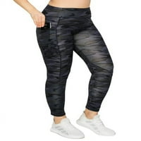 La Crisscross Detail Džepne noge za žene za teretanu, biciklizam, joga, vježba, mali medij, plavi camo